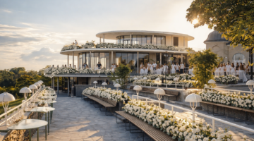 Elegante Fête Blanche im Freien