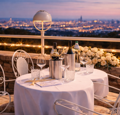 Romantisches Abendessen auf der Terrasse